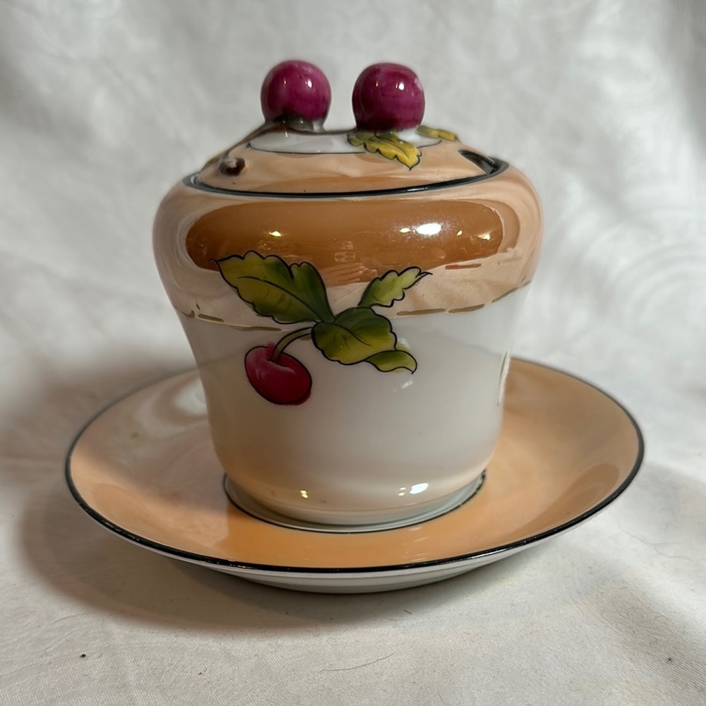 Noritake Vintage hand painted Sugar Bowl Jam Honey Jar
